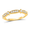 10k Yellow Gold Womens Round Diamond Milgrain Pinched Band Ring 1/4 Cttw