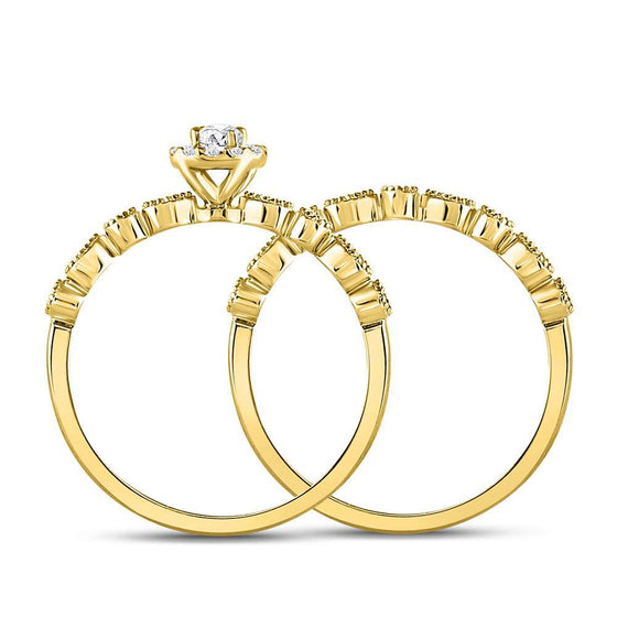 10k Yellow Gold Round Diamond Stackable Bridal Wedding Ring Band Set 1/3 Cttw
