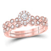 10k Rose Gold Round Diamond Stackable Bridal Wedding Ring Band Set 1/3 Cttw