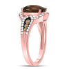 10k Rose Gold Womens Cushion Smoky Quartz Brown Diamond Solitaire Ring 2-1/3 Cttw