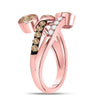 10k Rose Gold Womens Round Brown Diamond Strand Band Ring 1 Cttw