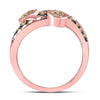 10k Rose Gold Womens Round Brown Diamond Strand Band Ring 1 Cttw