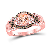  10k Rose Gold Womens Oval Morganite Brown Diamond Fashion Ring 1 Cttw