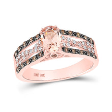  10k Rose Gold Womens Oval Morganite Diamond Solitaire Ring 3/4 Cttw