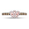 10k Rose Gold Womens Round Brown Diamond Heart Ring 1/3 Cttw