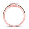10k Rose Gold Womens Round Brown Diamond Heart Ring 1/3 Cttw