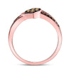 10k Rose Gold Womens Round Brown Diamond Heart Ring 1/3 Cttw