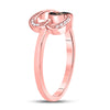10k Rose Gold Womens Round Brown Diamond Double Heart Ring 1/20 Cttw