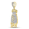 10k Yellow Gold Mens Round Diamond Dripping Money Bag Charm Pendant 1/2 Cttw