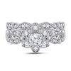 14k Two-tone Gold Round Diamond Flower Bridal Wedding Ring Band Set 3/4 Cttw