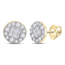  14k Yellow Gold Womens Princess Round Diamond Circle Earrings 1/4 Cttw