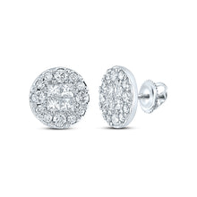  14k White Gold Womens Princess Round Diamond Circle Earrings 1-1/2 Cttw