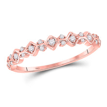  10k Rose Gold Womens Round Diamond Stackable Band Ring 1/6 Cttw