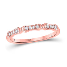  10k Rose Gold Womens Round Diamond Stackable Band Ring 1/10 Cttw