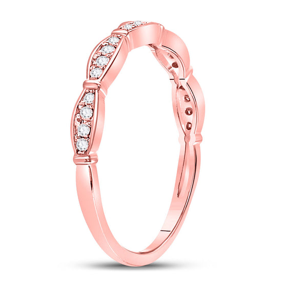 10k Rose Gold Womens Round Diamond Stackable Band Ring 1/8 Cttw