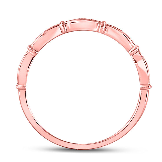 10k Rose Gold Womens Round Diamond Stackable Band Ring 1/8 Cttw