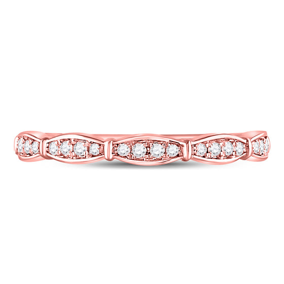 10k Rose Gold Womens Round Diamond Stackable Band Ring 1/8 Cttw
