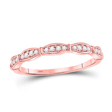  10k Rose Gold Womens Round Diamond Stackable Band Ring 1/8 Cttw