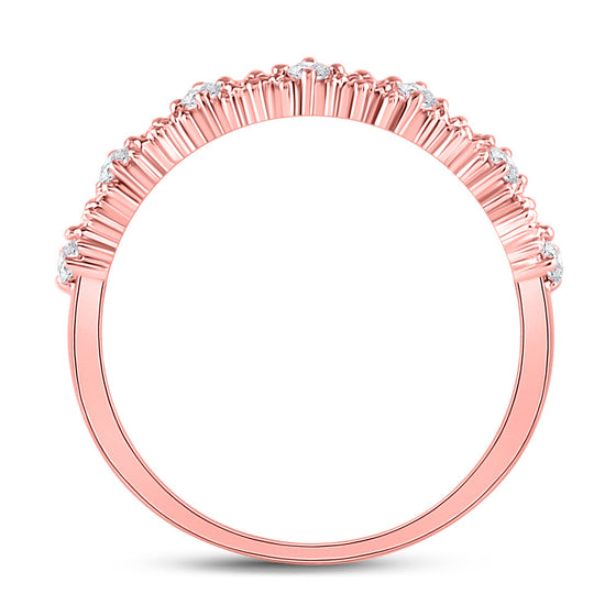 10k Rose Gold Womens Round Diamond Stackable Band Ring 1/6 Cttw