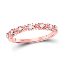  10k Rose Gold Womens Round Diamond Stackable Band Ring 1/6 Cttw