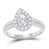 14k White Gold Pear Diamond Halo Bridal Wedding Engagement Ring 1 Cttw