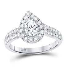  14k White Gold Pear Diamond Halo Bridal Wedding Engagement Ring 1 Cttw