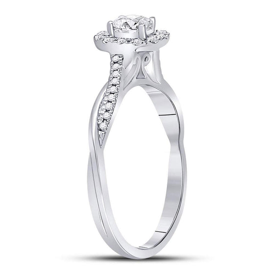 14k White Gold Oval Diamond Solitaire Bridal Wedding Engagement Ring 1/3 Cttw
