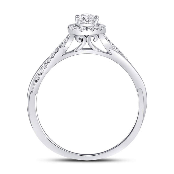 14k White Gold Oval Diamond Solitaire Bridal Wedding Engagement Ring 1/3 Cttw