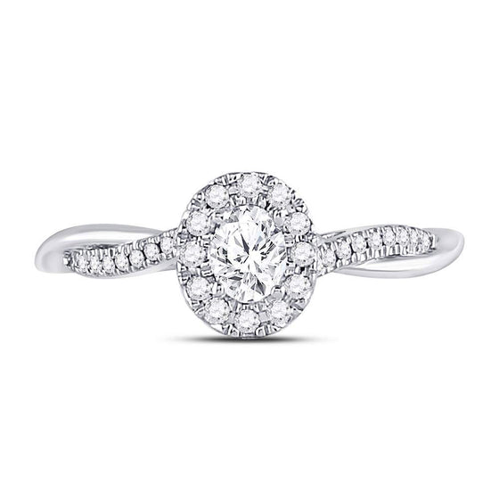 14k White Gold Oval Diamond Solitaire Bridal Wedding Engagement Ring 1/3 Cttw