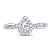 14k White Gold Pear Diamond Solitaire Bridal Wedding Engagement Ring 1/3 Cttw