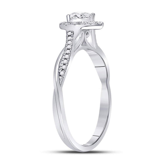 14k White Gold Pear Diamond Solitaire Bridal Wedding Engagement Ring 1/3 Cttw