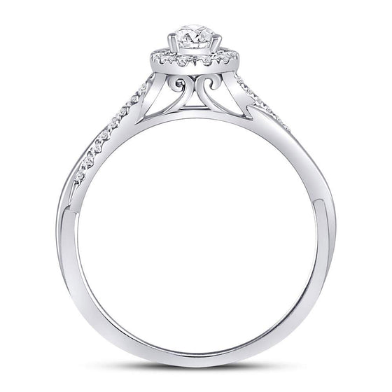 14k White Gold Pear Diamond Solitaire Bridal Wedding Engagement Ring 1/3 Cttw