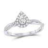 14k White Gold Pear Diamond Solitaire Bridal Wedding Engagement Ring 1/3 Cttw