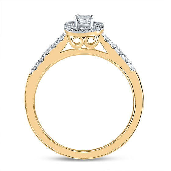14k Yellow Gold Emerald Diamond Solitaire Bridal Wedding Engagement Ring 1/2 Cttw