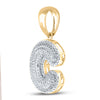 10k Yellow Gold Mens Round Diamond Bubble C Letter Charm Pendant 1/2 Cttw