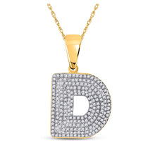  10k Yellow Gold Mens Round Diamond Initial D Letter Charm Pendant 5/8 Cttw