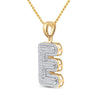 10k Yellow Gold Mens Round Diamond Initial E Letter Charm Pendant 5/8 Cttw