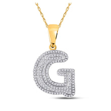  10k Yellow Gold Mens Round Diamond Initial G Letter Charm Pendant 1/2 Cttw
