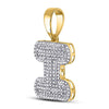 10k Yellow Gold Mens Round Diamond Letter I Bubble Initial Charm Pendant 1/2 Cttw