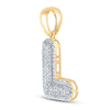 10k Yellow Gold Mens Round Diamond Bubble L Letter Charm Pendant 3/8 Cttw