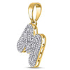 10k Yellow Gold Mens Round Diamond Letter M Bubble Initial Charm Pendant 1/2 Cttw