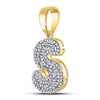 10k Yellow Gold Mens Round Diamond Letter S Bubble Initial Charm Pendant 1/2 Cttw