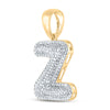 10k Yellow Gold Mens Round Diamond Initial Z Letter Charm Pendant 5/8 Cttw