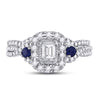 14k White Gold Emerald Diamond Bridal Wedding Ring Band Set 3/4 Cttw
