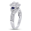 14k White Gold Emerald Diamond Bridal Wedding Ring Band Set 3/4 Cttw