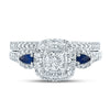 14k White Gold Round Diamond Bridal Wedding Ring Band Set 7/8 Cttw