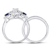 14k White Gold Round Diamond Bridal Wedding Ring Band Set 7/8 Cttw
