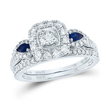  14k White Gold Round Diamond Bridal Wedding Ring Band Set 7/8 Cttw