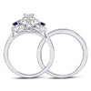 14k White Gold Pear Diamond Bridal Wedding Ring Band Set 7/8 Cttw