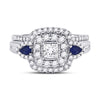 14k White Gold Princess Diamond Bridal Wedding Ring Band Set 7/8 Cttw